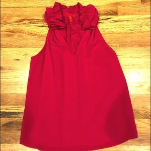 Pink ruffle neck top